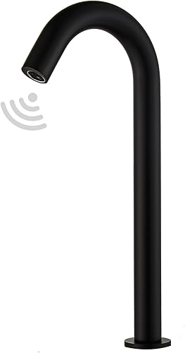 Grifo de recipiente de baño Sensor automático sin contacto, grifo de cocina negro, alto sin contacto, sensor infrarrojo de movimiento eléctrico,