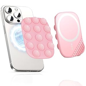 Magnetic Suction Phone Mount for MagSafe Case, Silicone Sticky Grip Holder for iPhone 16/15/14/13/12, Removable Hands-Free Selfie/Video for TikTok Influencers, Women Gift, Pink