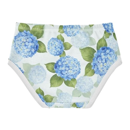 Watercolor Blue Hydrangea Flowers Toddler Girls Underwear, Girls Underwear Cotton, 2T–8 Years2
