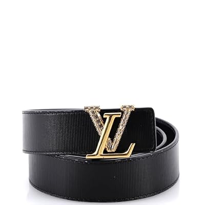 Louis Vuitton, Pre-Loved LV Initiales Belt Leather with Metal and Crystals Thin