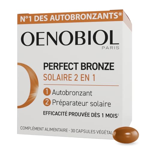 Oenobiol - Perfect Bronze Solaire 2-en-1 - Autobronzant et Préparateur Solaire - Efficacité Prouvée dès 1 Mois - Programme 1 Mois - 30 Capsules