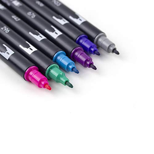 Image of Tombow 56212 Dual Brush Pen Art Markers, Galaxy, 6-Pack. Blendable, Brush and Fine Tip Markers, Multicolor