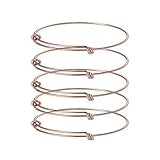 Expandable Wire Blank Bangle Bracelet for Childens DIY Jewelry Making,2.6 Inch,Rose Gold,Pack of 5