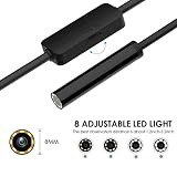 Ruiseawing Boroskopy 8 mm 3 w 1 HD 720P endoskopowa kamera inspekcyjna, rura odpływowa do zlewu rurowego, z 8 diodami LED, regulowana jasność, wodoodporny boroskop przemysłowy IP67, półsztywny kabel