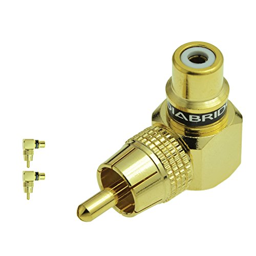 Mediabridge™ RCA Right Angle Adapter - 90° Female to Male Gold-Plated Connector - 2 Pack - (Part# CONN-RCA-RA-2PK)