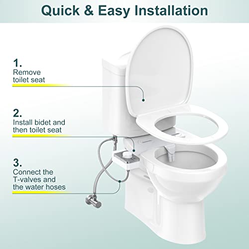Veken Bidet Attachment For Toilet - Ultra-Slim Self Cleaning Fresh Water Sprayer Bidets Baday Beday Badette Bedette Toilet Seat Attachment With Dual Nozzle For Feminine And Posterior Wash #TOP5