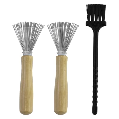 2 pièces nettoyeur de brosse à cheveux, brosse à manche en bois, brosse de nettoyage de peigne, avec 1 pièce petite brosse, pour la maison, les sorties, les voyages, les peignes, les tapis