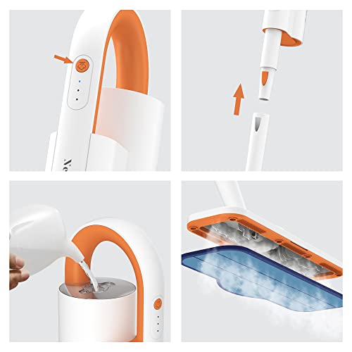 Newbealer Steam Mop & Detachable Handheld Cleaner, 250Ml 1200W Powerful Floor Steamer, 3 Adjustable Levels For Hardwood Laminates Tiles Car, 7 Multi-Purpose Accessories & 2 Washable Microfiber Pads #TOP1
