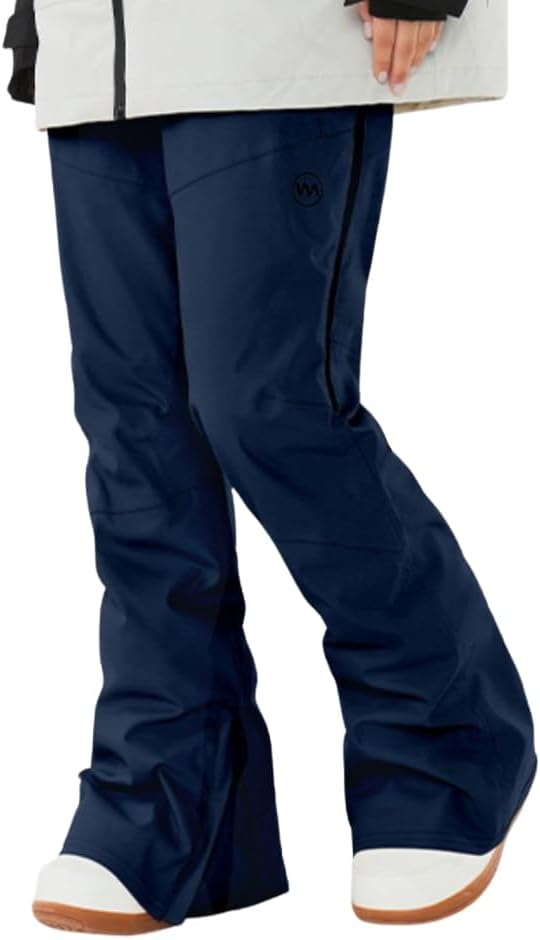 Women Men Slim Ski Pants Slight Flared Hem Snow Pant Waterproof Skiing Trousers with Stretch Powder Skirt