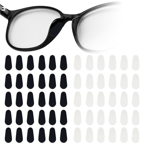 30 Paires Coussinet Lunettes Nez, Plaquette Nez Lunettes,Anti Glisse, Protection Nez pour Lunette et Lunettes de Soleil (1 mm Transparent + Noir)
