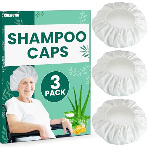 CUKWUYBY 3 Pack Shampoo Caps No Rinse Waterless Shampoo Caps Hair Wash Caps Shampoo and Condition Cap for Bedridden Patients Elderly Adults