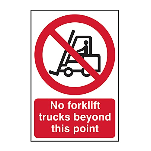 ‘No Forklift Trucks Beyond This Point’ Sign, Self-Adhesive Semi-Rigid PVC (200mm x 300mm)