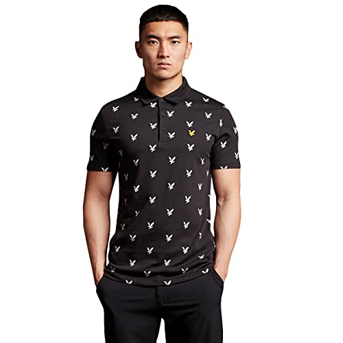 Lyle & Scott Mens Eagle Print Golf Polo Shirt - Black - S