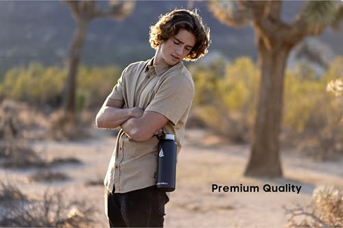 Image of HYDRO CELL Stainless Steel Insulated Water Bottle with Straw - For Cold & Hot Drinks - Metal Vacuum Flask with Screw Cap and Modern Leakproof Sport Thermos for Adults (Black 40oz)