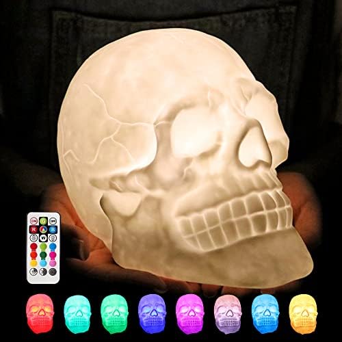 WLHONG Easter Skull Lamp,9-Color Breathing Mode Skull Night Light