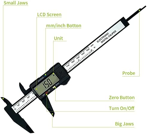 대형 LCD 스크린 및 자동 꺼짐 기능이 있는 0-15.2cm(0-6인치) 디지털 캘리퍼 | 인치 및 미터법 변환 측정 도구, 가정용/DIY 측정에 적합 — 사진 3