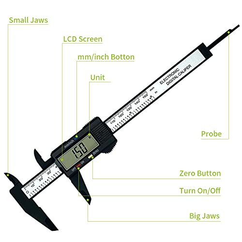 VIECAM 0-6 Inches Digital Caliper with Large LCD Screen and Auto-Off Feature | Inch & Metric Conversion Measuring Tool, Perfect for Household/DIY Measurement - Thumbnail 3
