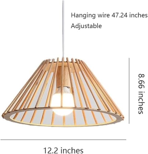 Lámpara de techo de madera E27 colgante ajustable para salón y dormitorio de diseño japonés 2