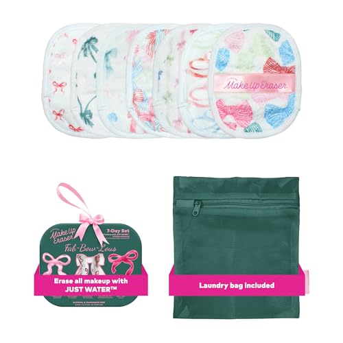 The Original MakeUp Eraser 7-Day Set, Erase All Makeup with Just Water, Including Waterproof Mascara, Eyeliner, Foundation, Lipstick, Sunscreen, and More! Fab-Bow-Lous, 7ct.