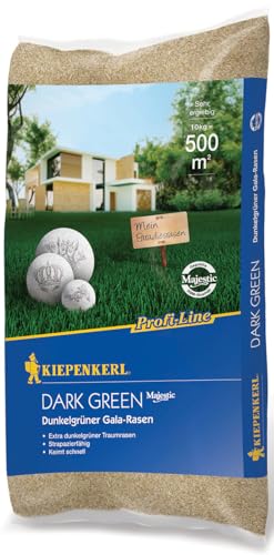 Preisvergleich Produktbild Kiepenkerl Profi-Line Dark Green Dunkelgrüner Gala-Rasensamen 665200 - Besonders dunkelgrüne Ziergräser, Rasensaat schnellkeimend, Qualitätsrasen aus Spitzensorten, 10 kg