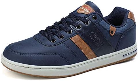 AX BOXING Mens Fashion Sneakers Low Top Casual Shoes Leather Breathable Walking Shoes