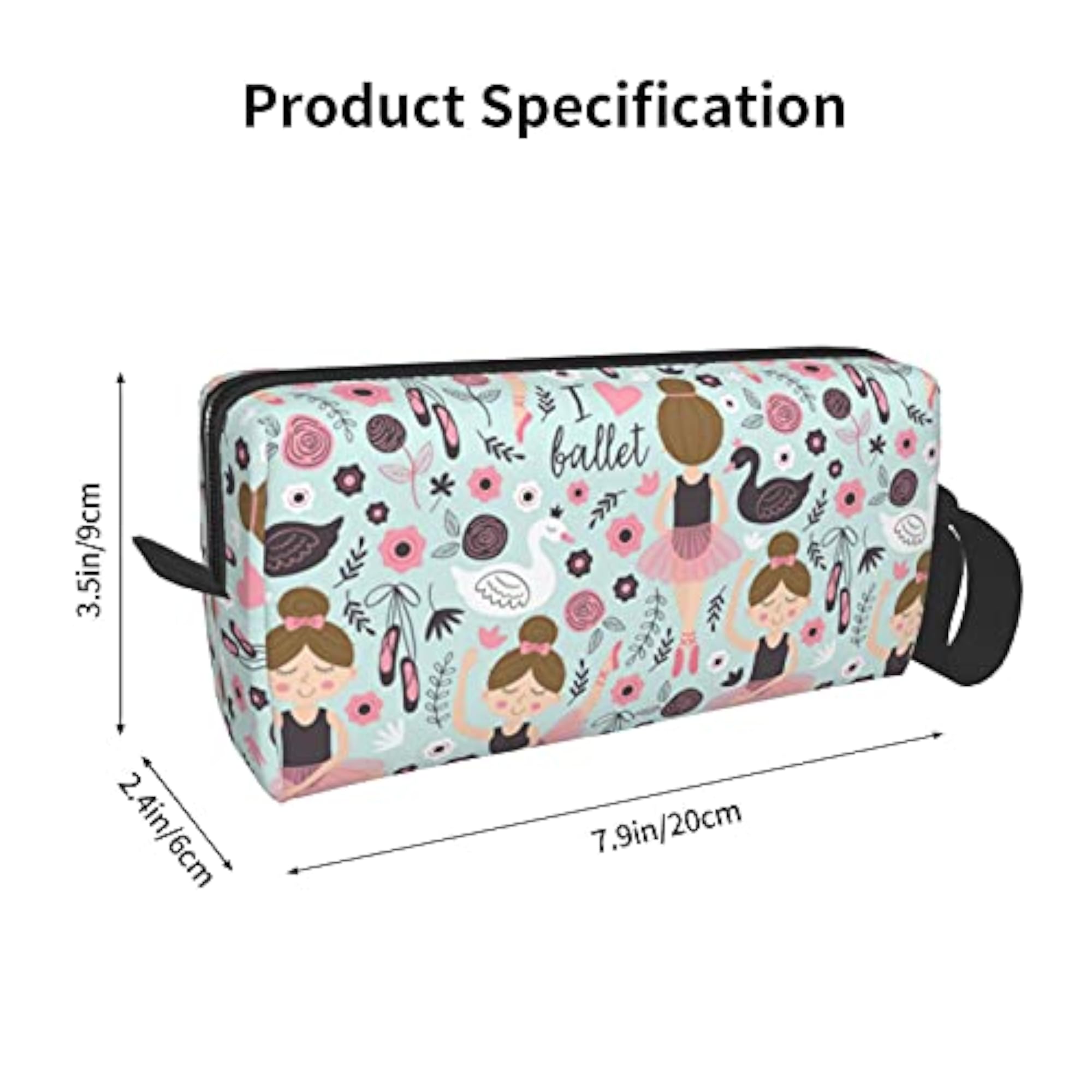 Adorable Ballet Girl Travel Makeup Bag, Whimsical Design