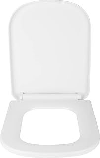Trintion Square Rounded Toilet Seat Soft Close Quick Release Toilet Seat Easy to Clean Anti-Bacterial White Toilet Seat with Top Fixing Hinges