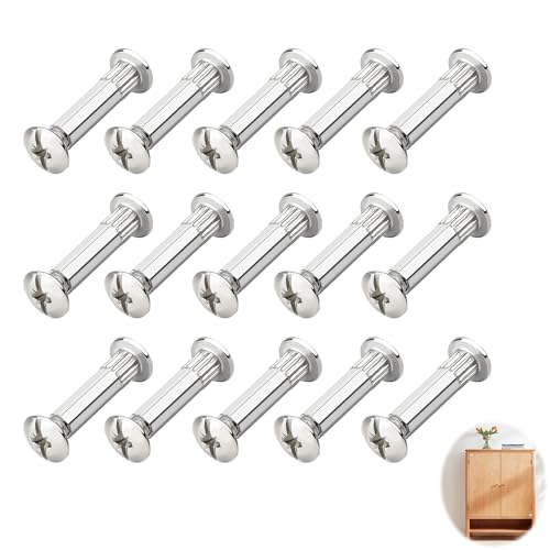 30 Piezas Tornillos de Conexión, M6 Tornillos de Unión de Armario Conector De Armarios Tornillo Conectores para Muebles para Madera de 32-42 mm de Espesor, para Unir Muebles Vitrinas Paneles de Madera
