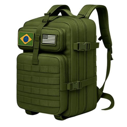 Mochila Tática Impermeável Militar Reforçada Grande 50 Litros Masculina Feminina Preto (VERDE)