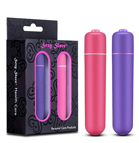 Portable Mini Bullet Vibrator - SEXY SLAVE Waterproof 10 Speed Trigger Point Clit Stimulator (Pack of 2, Pink and Purple)