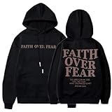 BANGELY Faith Over Fear Hoodie Women Christian Sweatshirt Graphic Christian Religious Sayings Sweater Bible Pullover Tops Black