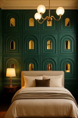 Image of RoseCraft Navy Green Geometric Mosaic Wall Panel - Decorative Acrylic Tiles, DIY Easy‑Install Reflective Accent|50cm X 50CM (Pack of 10 pcs)
