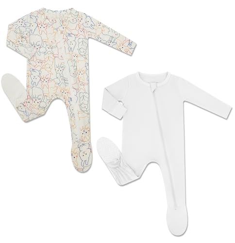 Image of HAPIU Rayon from Bamboo Baby Footed Pajamas, 2 Way Premium Zipper, Footie for Baby Boy Girls, Newborn-24 Months