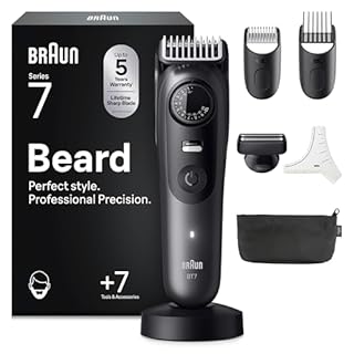 Braun Regolabarba Uomo Series 7, +7 Strumenti Da Barbiere, Lama ProBlade Affilata a Vita, Fino A 120 Minuti Di Autonomia, Impermeabile, Selettore Di Precisione Con 40 Lughezze E Blocco, BT7525, Grigio
