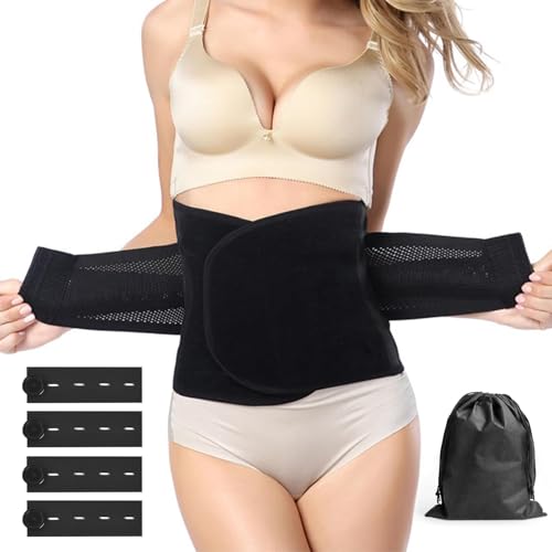 TANGHSE Postpartum Belly Wrap, C Section Recovery Belt, Postpartum Support Belt, Abdominal Binder After Pregnancy, Tummy Girdle Corset Body Shaper, Cincher Trimmer Tummy Control for Women(L) Black