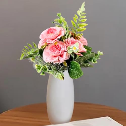Image of SATYAM KRAFT 1 Bunch Artificial Carnation Flower Stick for Home Decor, Bedroom, Living Room, Balcony, Office Desk, Wedding, Marriage Decoration, Gift, Festival, Shelf & Corner Decoration (Light Pink)