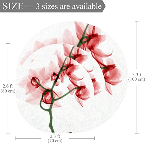 Tapis de salle de bain antidérapant rond 1m motif floral rose pour chambre - 4