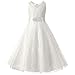 Produktbild LSHEL Kinder Mädchen Brautjungfer Festlich Hochzeit Kleider Abendkleid, Weiß, 122-128(Label:130)