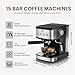 SUPERLEX Espresso Machine Coffee Maker with Milk Frother Automatic Bean to Cup Coffee Machines Stainless Steel 15 Bar for Cappuccino Latte Macchiato Barista Style Drinks 1.5L Water Tank