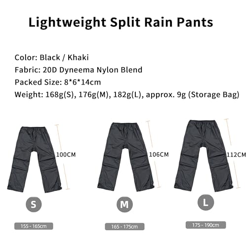 3F UL GEAR Veste de pluie et pantalon de pluie disponibles individuellement, léger, coupe-vent, résistant à la neige et imperméable PU10 000 mm, indéchirable et pliable, pour extérieur, randonnée – vue 3