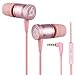 KLIM Fusion - Auriculares con micrófono para móvil + Garantía 5 años + Innovadora Espuma de Memoria + Jack 3,5 mm + Compatibles con Smartphone, Tablet, Consola, PC - Nueva Versión 2021 - Rosa Oro
