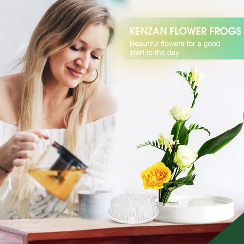 3 Pcs Clear Japanese Floral Frogs, 2.76" Plastic Ikebana Kenzan Flower Arrangement Pin Frog Holder With 3 Mini Suction Cups On Bottom, Fixable On Uneven Glass Ceramic Vase #TOP6