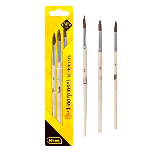 Idena 60108 - Haarpinsel, 3er Set, in den Größen 8, 10 & 12