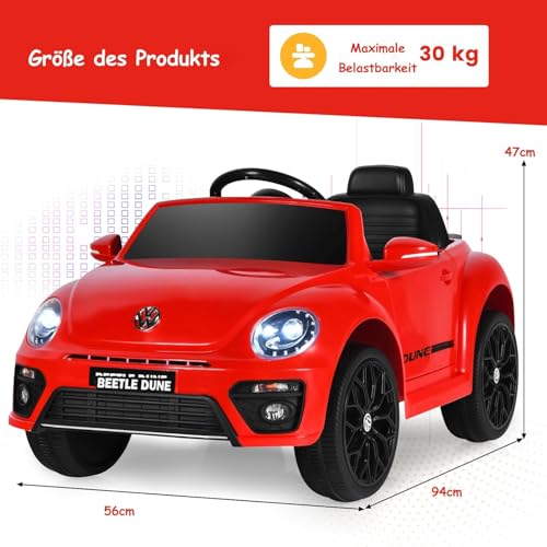 DREAMADE Elektroauto für Kinder, 12V Kinderfahrzeug mit 2,4G Fernbedienung, Kinderauto elektrisch mit LED-Licht & Musik & Sicherheitsgurt, Elektrofahrzueg für Kinder ab 3 Jahre (Rot) – Bild 7