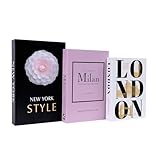 3 PCS Faux Decorative Books for Home Decor-Coffee Table Books Decor-Aesthetic Fake/Faux Books for Decoration,libros Decoration for Coffee Table, Shelf Accessories (3-Mix-MilanNewYorkLondon)