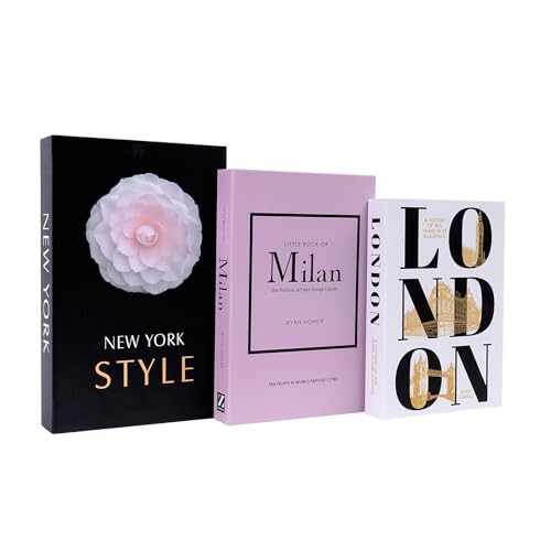 3 PCS Faux Decorative Books for Home Decor-Coffee Table Books Decor-Aesthetic Fake/Faux Books for Decoration,libros Decoration for Coffee Table, Shelf Accessories (3-Mix-MilanNewYorkLondon)