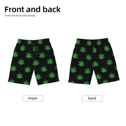 Boys Swim Trunks Neon Cannabis-Leaf Glowing Icons Black Kids Swim Shorts Quick Dry Beach Board Pocket2