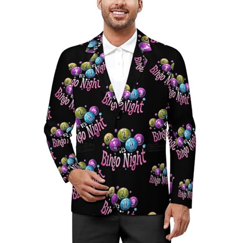 It's Bingo Night Men's Blazers Jacket Slim Fit Business Sport Coat Two Buttons Casual Suit Jacket for Work Party