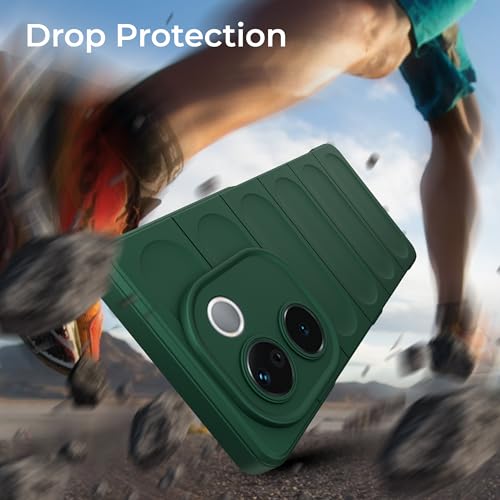 Image of A rtistque Back Cover Case for Vivo T3 Pro 5G / iQOO Z9s Pro 5G | with Inner Fabric | Stylish AirBag Case | Liquid Stripe Silicone | Camera Protection | Anti Slip Grip | Back Cover - Green