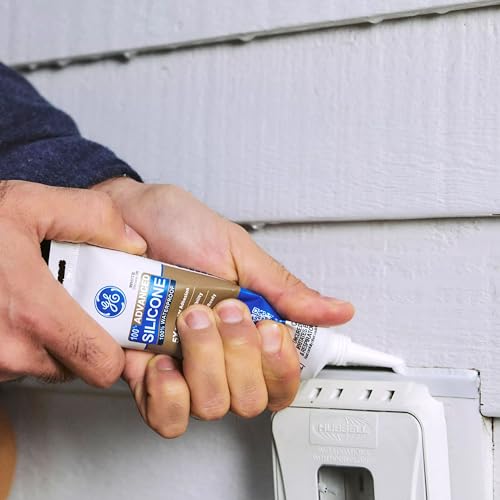 Image of GE Advanced Silicone Caulk for Window & Door, White, 2.8 fl oz Tube, 1 Pack - 100% Waterproof Silicone Sealant, 5X Stronger Adhesion, Freeze & Sun Proof